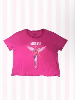 NIRVANA Hot Pink Angel Graphic semi cropped tee